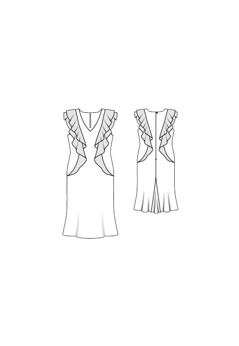 Pattern Sheath dress with ruffles (Burda 7/2015, pattern number 129 A)