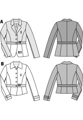 Pattern Jacket of a fitted silhouette with leather details (Burda 2/2014, pattern number 6842 B)