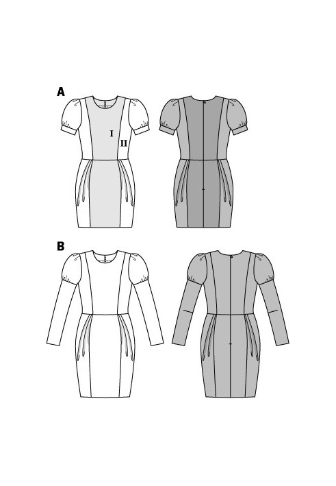 Pattern A cut-out dress with a tulip skirt (Burda 2/2014, pattern number 6852 A)