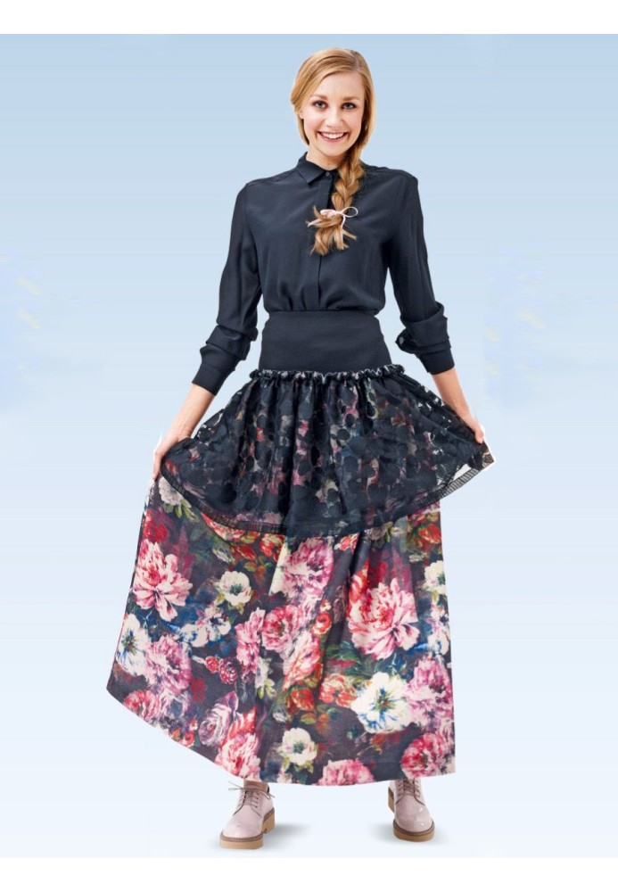 Pattern Maxi skirt on an elastic yoke (Burda 2/2015, pattern number 6724 C)