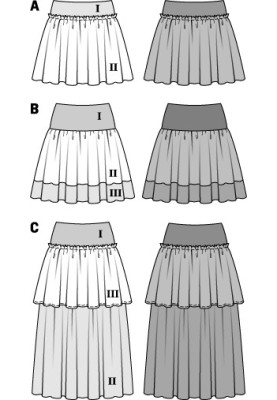 Pattern Maxi skirt on an elastic yoke (Burda 2/2015, pattern number 6724 C)