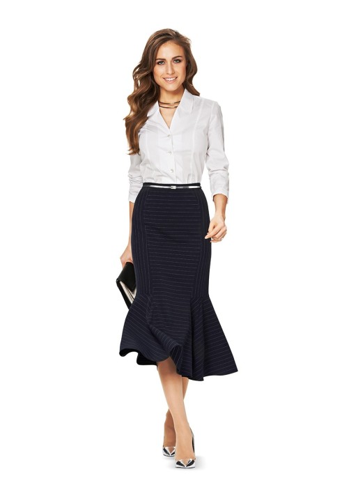 Pattern Mid-length skirt with relief seams (Burda 2/2014, pattern number 6834 B)