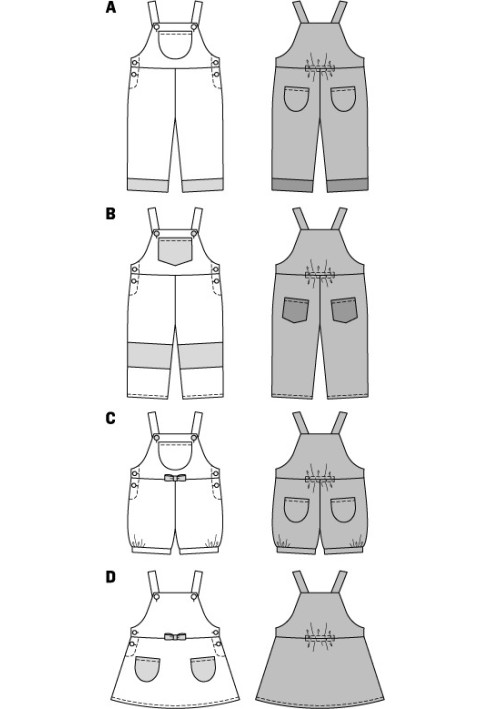 Выкройка Полукомбинезон короткий вельветовый (Burda 2/2014, № выкройки 9424 C)