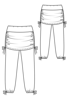 Викрійка Брюки трикотажні із верхньою спідницею (Burda 1/2019, № викрійки 126)