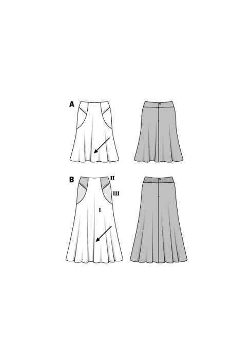 Pattern Flared silhouette skirt with original pockets (Burda 2/2016, pattern number 6572 A)