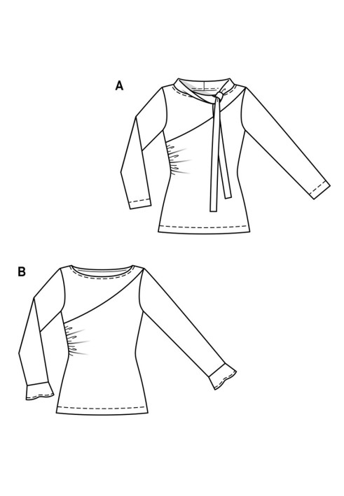 Выкройка Пуловер узкого кроя со сборками в шве (Burda 2/2019, № выкройки 6281 B)