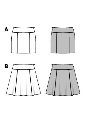 Выкройка Юбка мини на широкой кокетке (Burda 1/2014, № выкройки 6928 A)