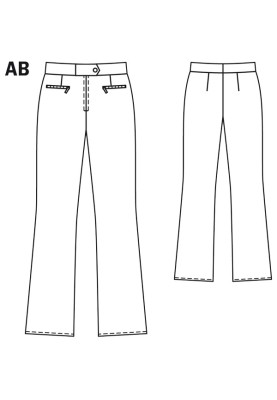 Pattern Pants with slit pockets on the zipper (Burda 1/2010, pattern number 124 A)