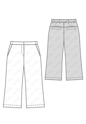 Pattern Pants with a flared cut with an elastic waistband (Burda 2/2017, pattern number 6492 B)