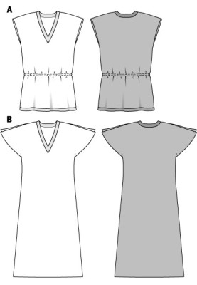 Выкройка Туника с кулиской на талии (Burda 1/2014, № выкройки 6971 A)