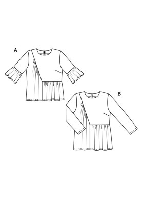 Выкройка Блузка с оборками и асимметричной деталью (Burda 2/2018, № выкройки 6354 A)