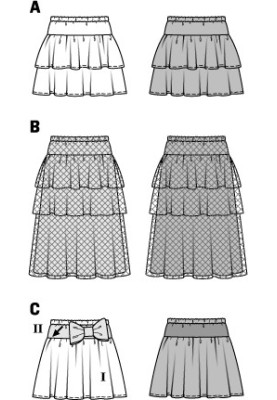 Выкройка Юбка пышного кроя с оборками (Burda 1/2014, № выкройки 9442 A)