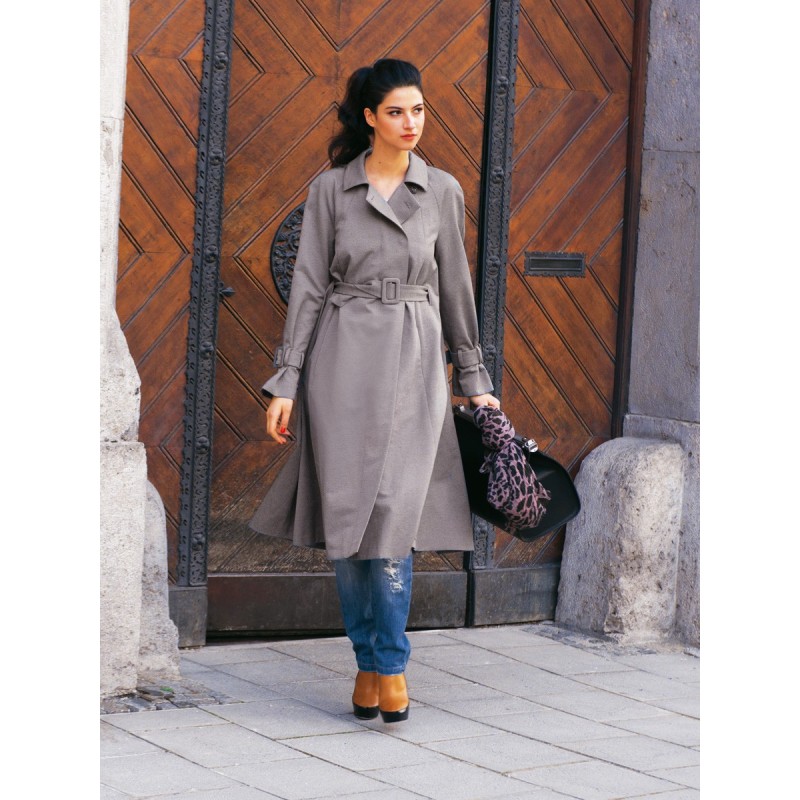 Pattern Trench coat with...