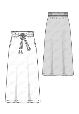 Pattern Maxi skirt with gathered belt (Burda 1/2018, pattern number 6416 B)