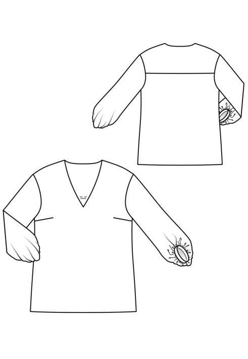 Pattern Blouse of a spacious cut with a yoke on the back (Burda 8/2018, pattern number 123 A)