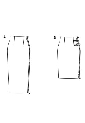 Pattern Pencil skirt with decorative fasteners (Burda 2/2017, pattern number 6467 B)