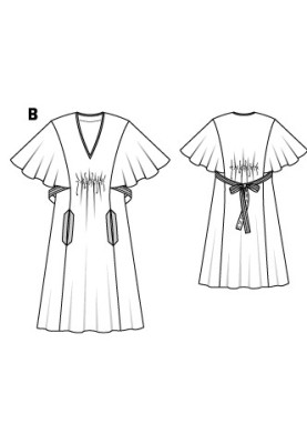 Pattern Dress with maxi "wings" (Burda 9/2015, pattern number 113 B)