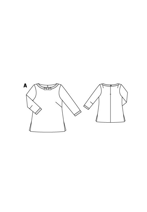 Pattern Blouse of a straight cut with a boat neck (Burda 9/2015, pattern number 132 A)