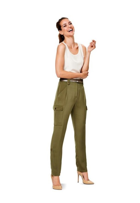 Pattern Pants of a tapered silhouette with briefcase pockets (Burda 1/2014, pattern number 6907 C)