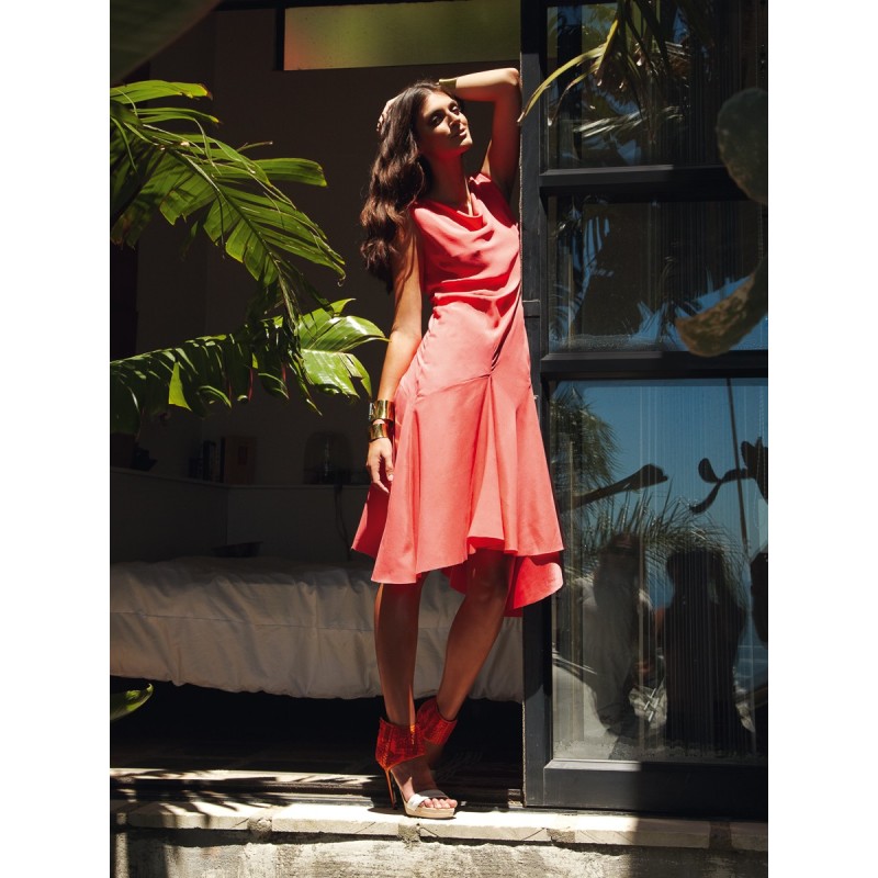 Pattern Crepe satin dress...