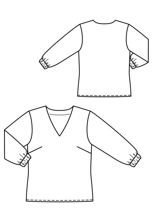 Pattern Blouse of a simple cut with elastic cuffs (Burda 2/2020, pattern number 115)