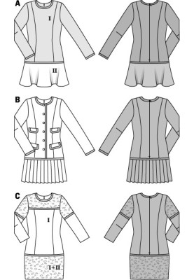 Выкройка Платье-костюм в стиле Шанель (Burda 2/2014, № выкройки 6853 B)