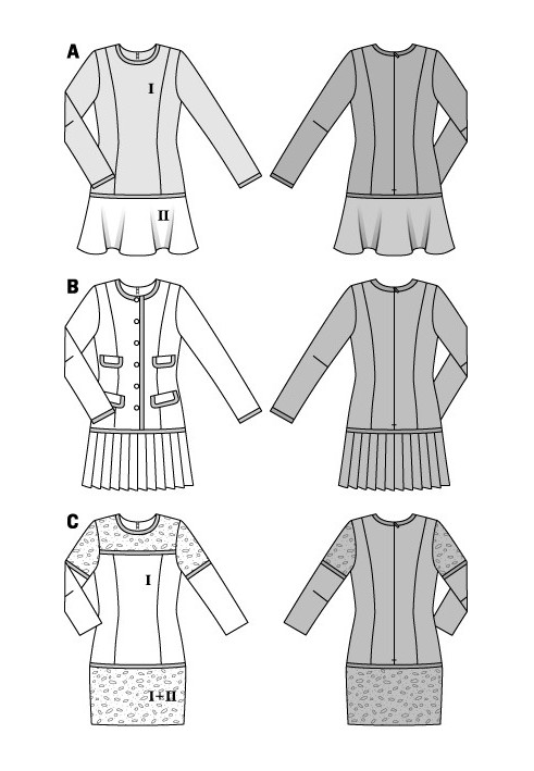 Викрійка Сукня-костюм в стилі Шанель (Burda 2/2014, № викрійки 6853 B)