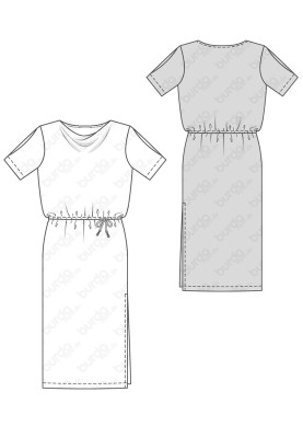 Pattern Knitted dress with slits on the sleeves (Burda 1/2018, pattern number 6448 B)