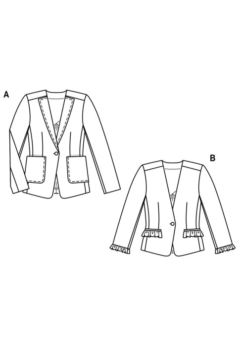 Выкройка Жакет приталенного кроя с узкими лацканами (Burda 2/2019, № выкройки 6273 B)