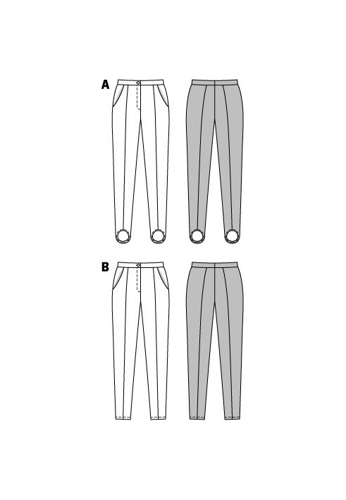 Выкройка Брюки-леггинсы с рельефными швами (Burda 2/2015, № выкройки 6750 B)