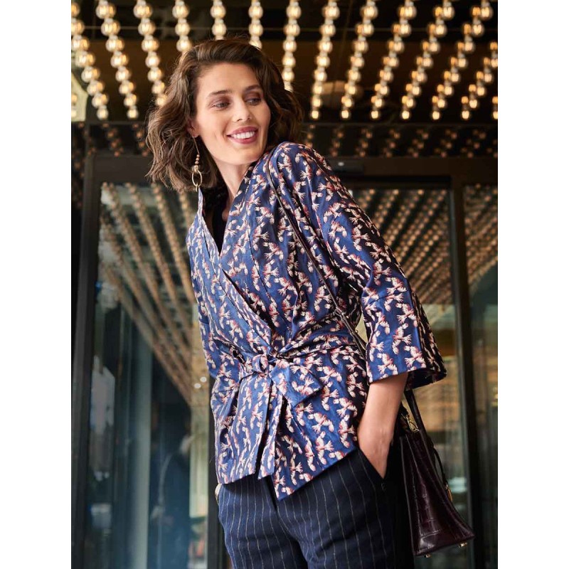 Pattern Kimono jacket with...