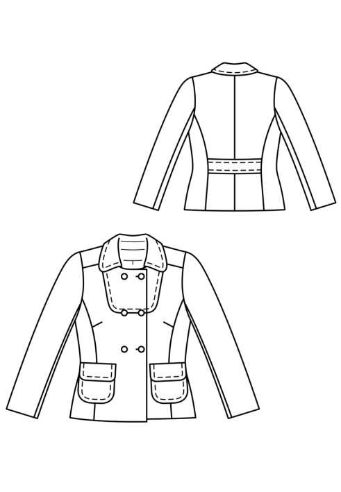 Pattern Double-breasted jacket with a turn-down collar (Burda 8/2017, pattern number 114 A)