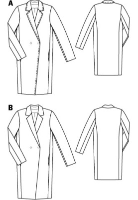 Викрійка Пальто двобортне зі штучної шкіри (Burda 8/2012, № викрійки 101 A)