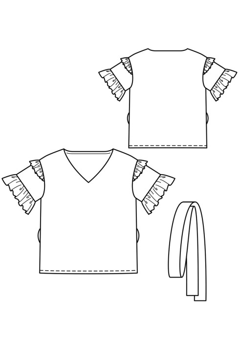 Выкройка Блузка просторная с оборками на рукавах (Burda 4/2018, № выкройки 108 A)