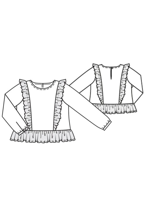 Pattern Knitted pullover with silk frills (Burda 12/2015, pattern number 136 V)