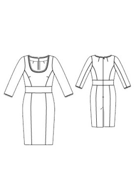 Pattern A figure-hugging dress with relief seams (Burda 2/2016, pattern number 112 A)