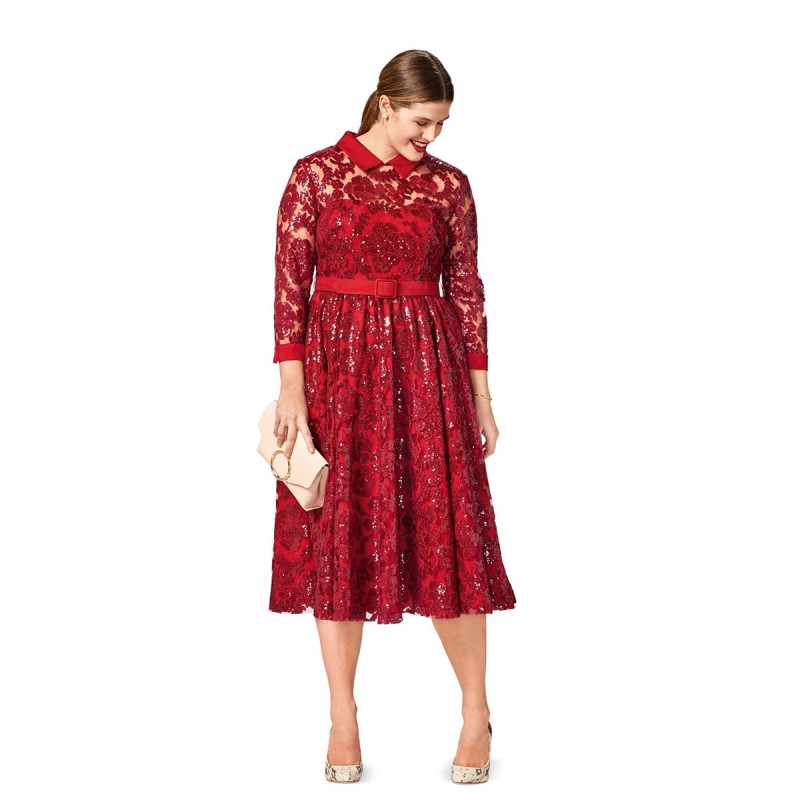 Pattern Lace dress with a...