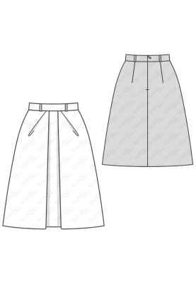 Pattern Flared silhouette skirt with oblique pleats (Burda 2/2019, pattern number 6291 B)