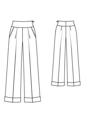 Pattern of Marlene trousers made of cotton satin (Burda 7/2010, pattern number 127)