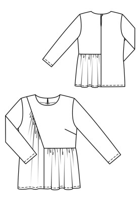 Pattern Blouse with asymmetry and draperies (Burda 3/2019, pattern number 112)