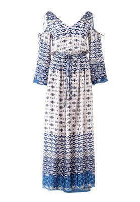 Pattern Dress with open shoulders and puffy sleeves (Burda 6/2018, pattern number 110 B)