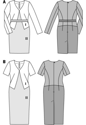 Выкройка Платье-футляр с геометрическими линиями кроя (Burda 2/2015, № выкройки 6690 B)