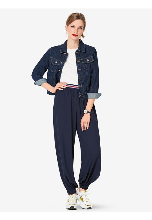 Pattern Pants with a wide cut on a knitted belt (Burda 2/2019, pattern number 6283 B)