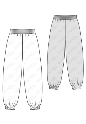 Pattern Pants with a wide cut on a knitted belt (Burda 2/2019, pattern number 6283 B)