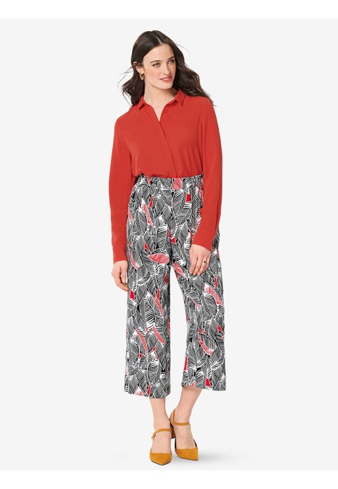 Pattern Pants with a wide cut on a knitted belt (Burda 2/2019, pattern number 6283 B)