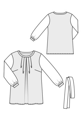 Tunic pattern with a deep opposite pleat (Burda. Fashion Plus 2/2017, pattern number 402)