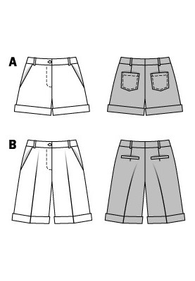 Викрійка Шорти з одворотами (Burda 1/2014, № викрійки 6897 A)