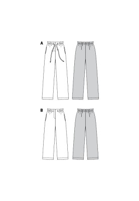 Pattern Straight-cut pants with drawstring (Burda 2/2020, pattern no. 6173 A)