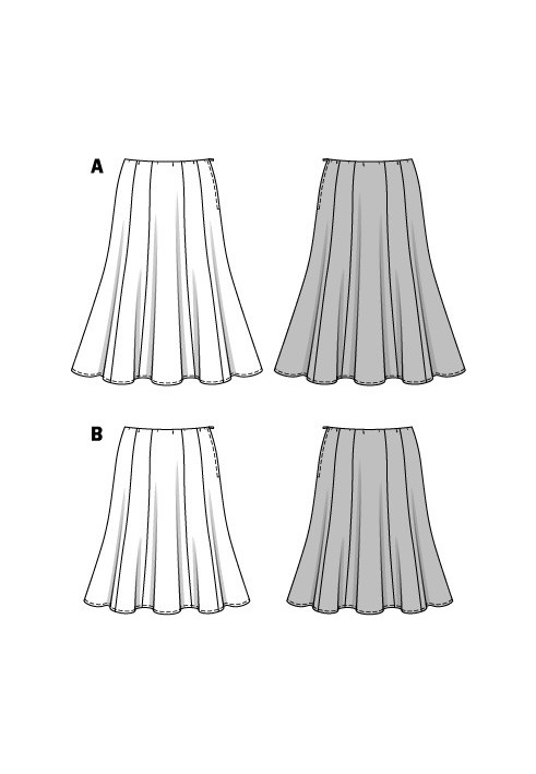 Pattern Midi length gode skirt (Burda 2/2015, pattern number 6714 A)