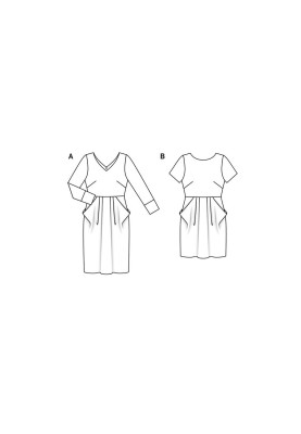 Pattern Dress in a fitted cut with flap pockets (Burda 1/2020, pattern number 6224 A)